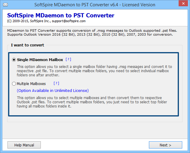 Export MDaemon Mails to PST screenshot