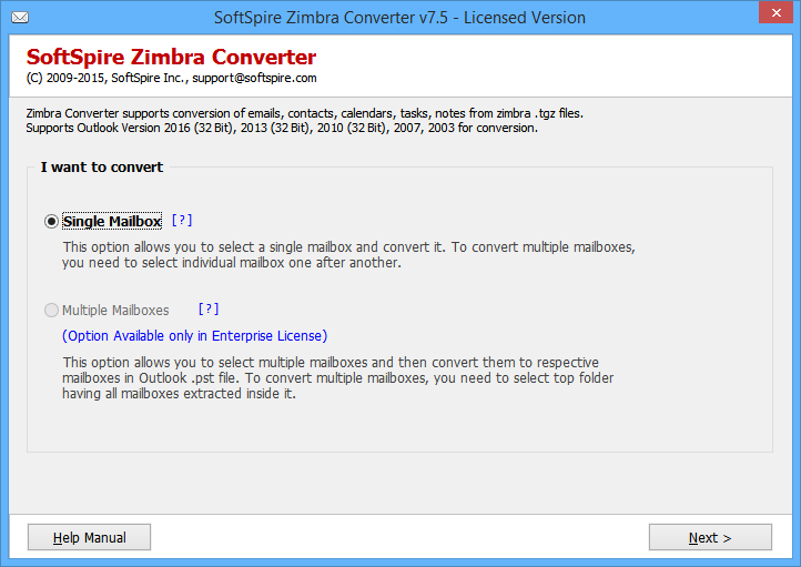 Zimbra Outlook 2016 screenshot