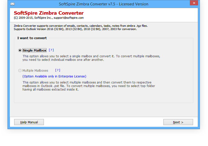 Convert Zimbra Mail to PST screenshot