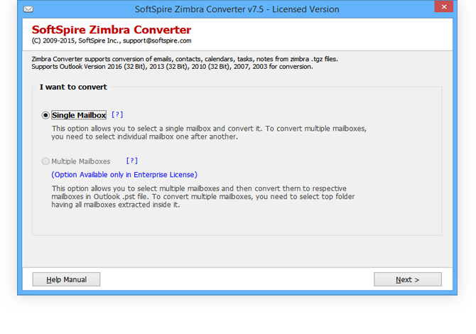 Zimbra to Outlook screenshot